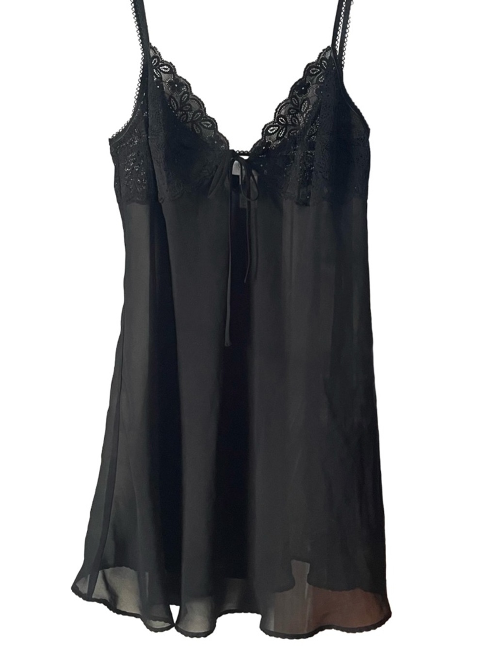 La SENZA Black Lace-Trim Slip Chemise